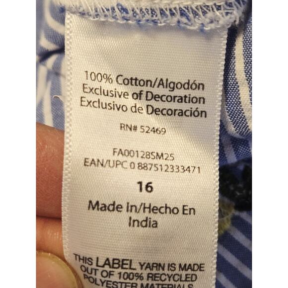 Free Assembly Lemon Embroidered Maxi Skirt 16 Blue Stripe Cottagecore Preppy - Picture 4 of 7